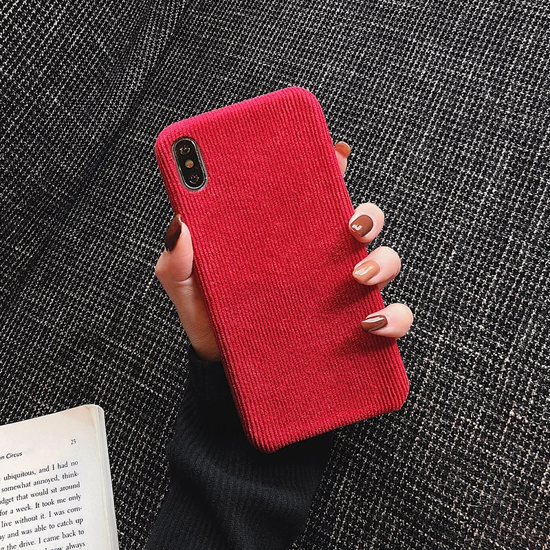 red2 Модный зимний теплый пушистый чехол для телефона s для iphone 11 Pro Max, мягкий чехол для iphone 6 6S 7 8 Plus X XR XS MAX, тканевый плюшевый чехол - Цвет: red2