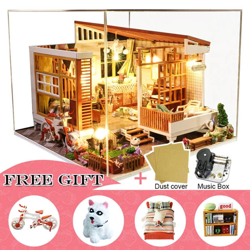 Каса де BONECA кукольный дом мебель миниатюрный домик DIY комната коробка театр