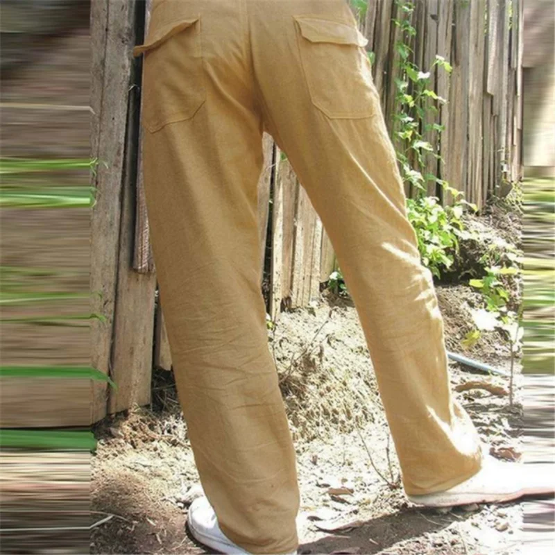 

2021 New Men's Cotton Linen Pants Male Summer Breathable Solid Color Linen Trousers Casual Streetwear S-2XL