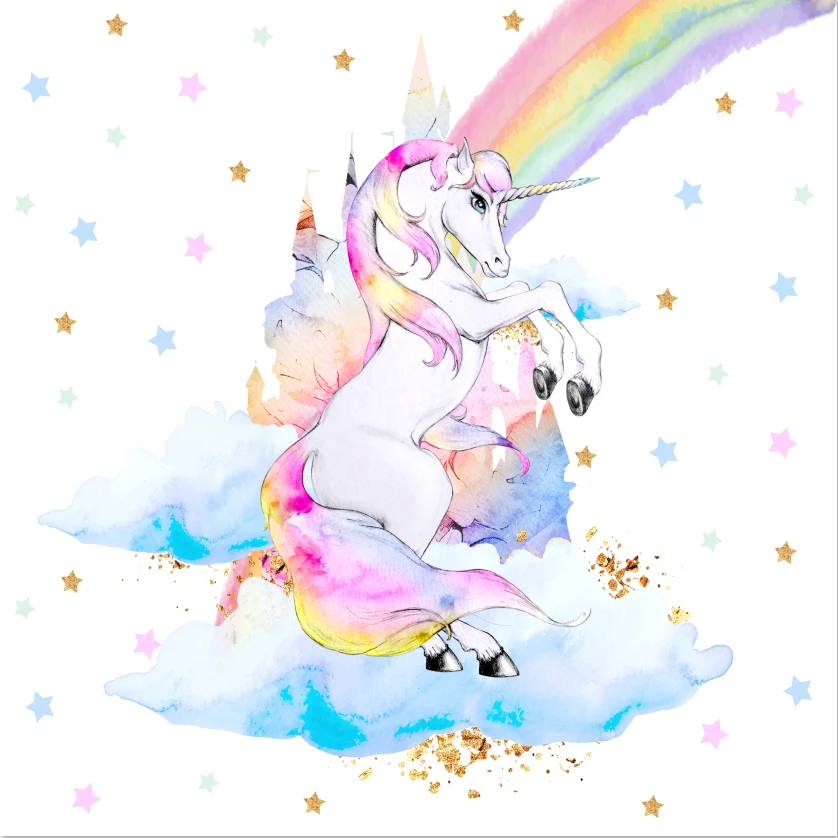 

8x8FT Colorful Rainbow Sky Stars Unicorn Clouds Custom Backgrounds Photo Studio Backdrops Vinyl 240cm x 240cm