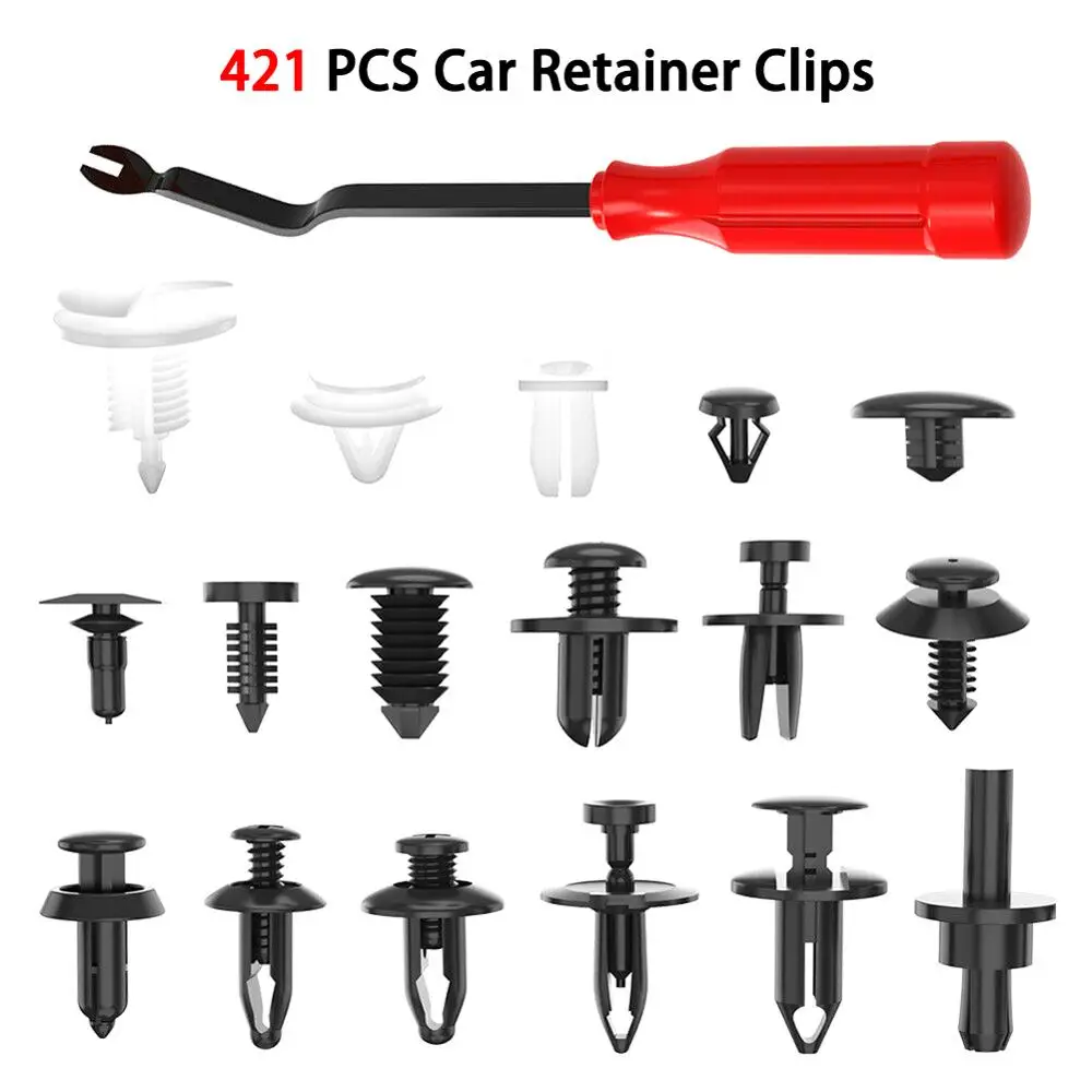 

18 MOST COMMON SIZES 421pcs Car Body Push Pin Rivet Trim Panel Fastener Clip Moulding Assortment+Tool Wholesale Quick delivery