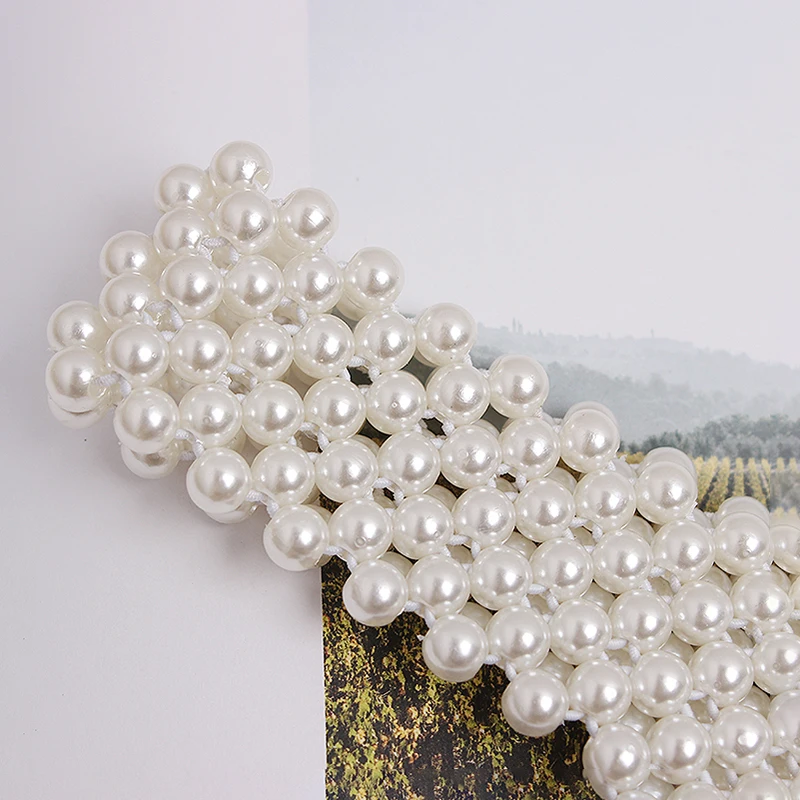 В форме сердца Жемчуг сумка на поясном ремне Для женщин ручной работы широкий