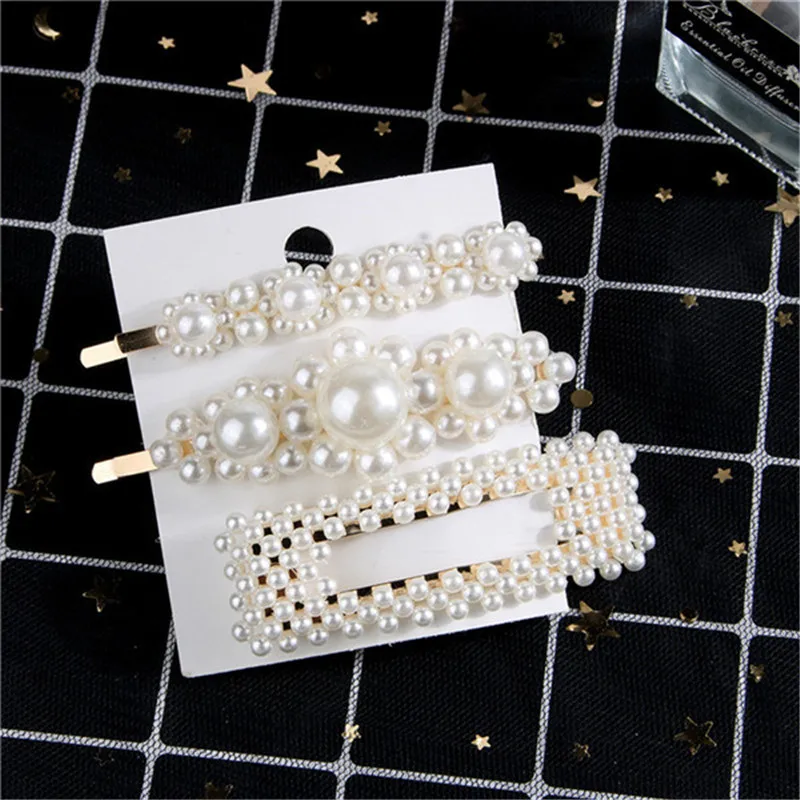 3PCS 2 1 комплект корейская мода твердые заколки для волос с жемчугом для женщин девочек шпильки заколки для волос модные аксессуары ручной работы для укладки волос подарки - Цвет: 3PCS 2