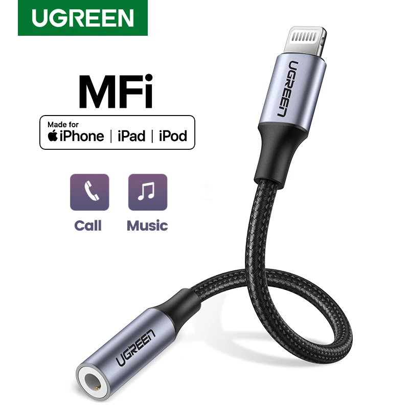 Ugreen MFi адаптер для наушников Lightning на 3 5 мм iPhone 12 11 Pro 8 7 Aux кабель адаптера