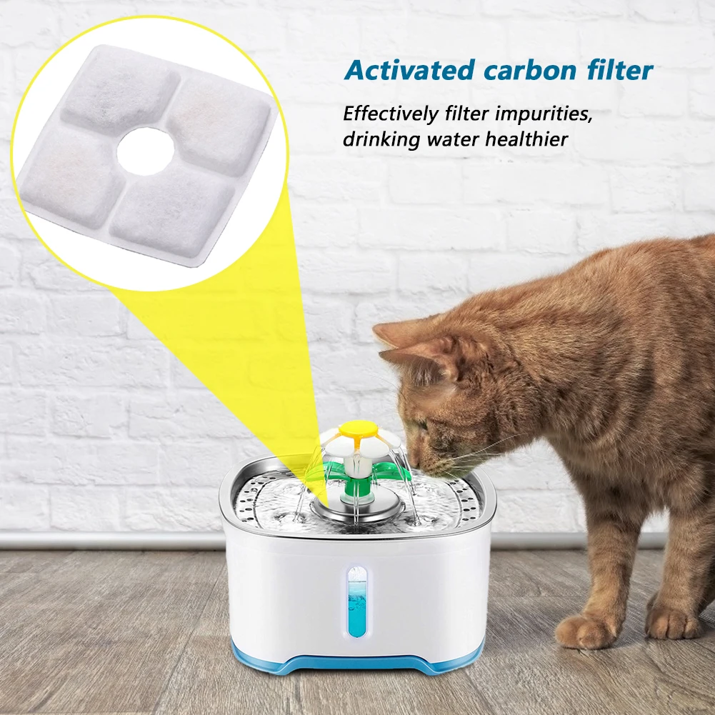 

2.5L Stainless Steel Pet Feeder Filter Dispenser Dog Cat Automatic Drinking Water Fountain Container LED Light Accessories