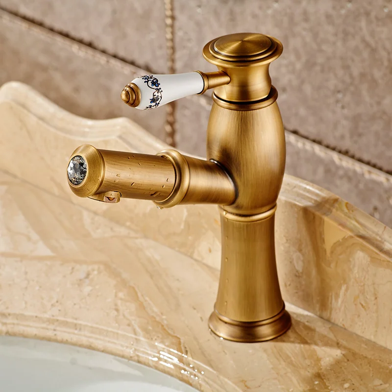 Смеситель для раковины в античном стиле кран из твердой латуни и бронзы с