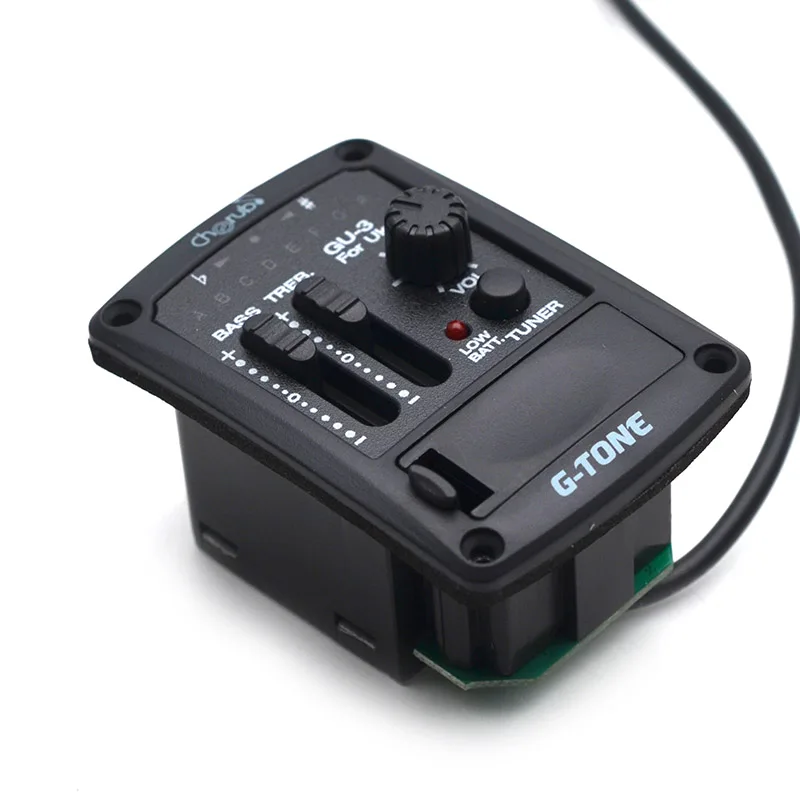 Cherub G-Tone Series Acoustic Ukulele Preamp GU-3 Piezo Pickup 2 Band EQ Equalizer Black | Спорт и развлечения