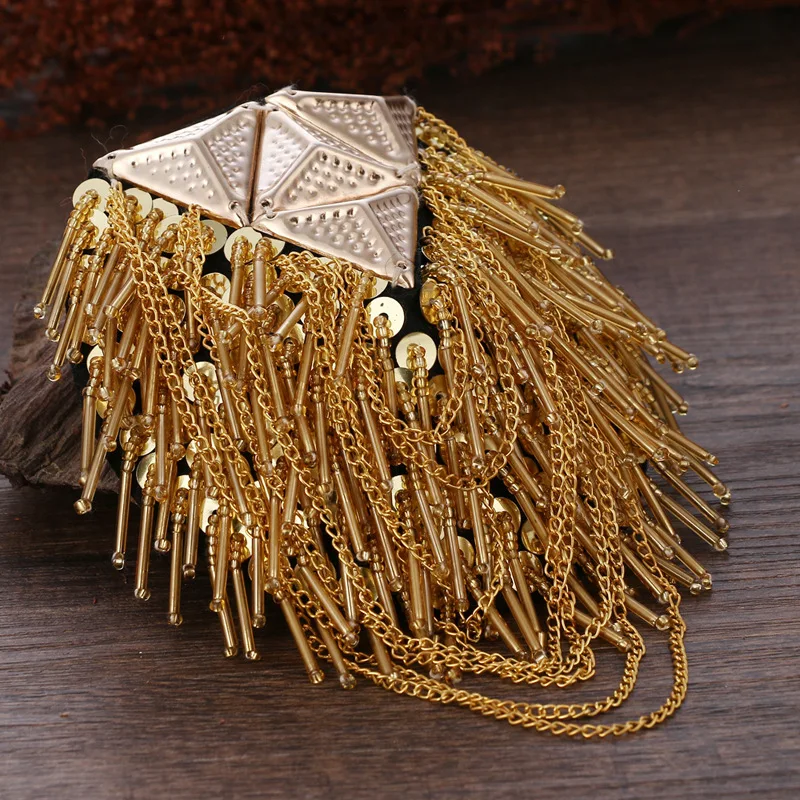 Эполета ручной работы ювелирные изделия кисточка большая брошь на плечо эполет с