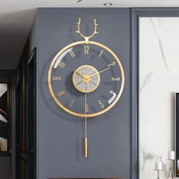 modern luxury wall clock living room metal creativity wall watches home decor copper deer head natural shell clocks mind gift