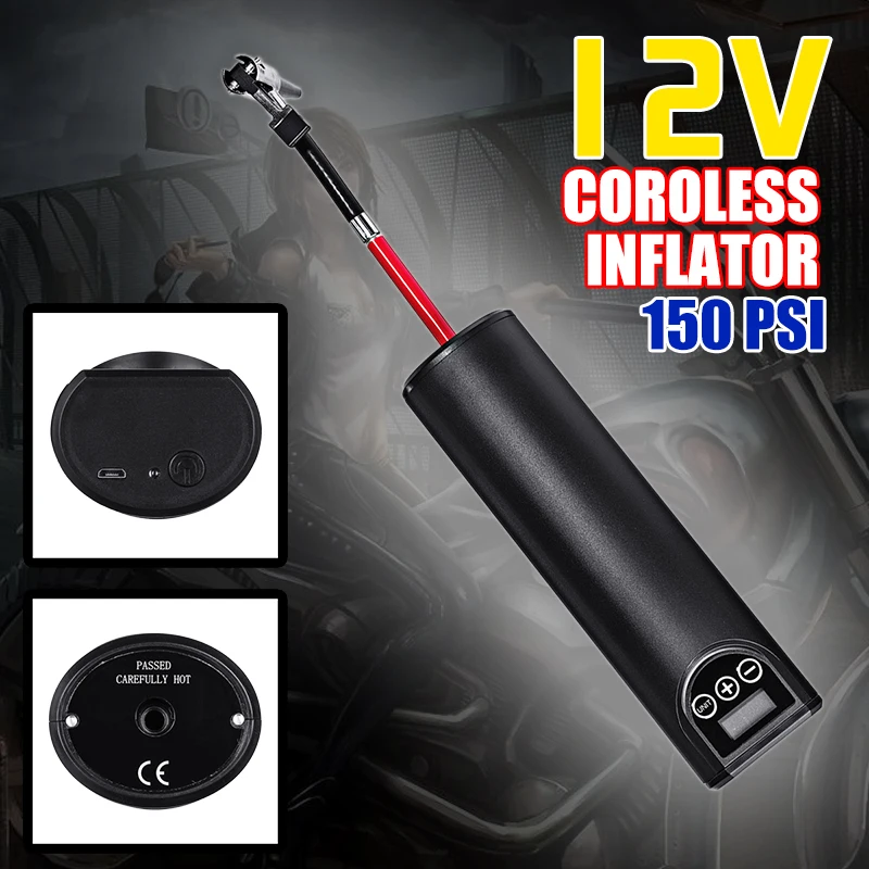 

12V 150PSI USB Cordless Portable Air Compressor LCD Handheld Inflatable Pump for Car Bicycles Tires Balls Swimming Rings