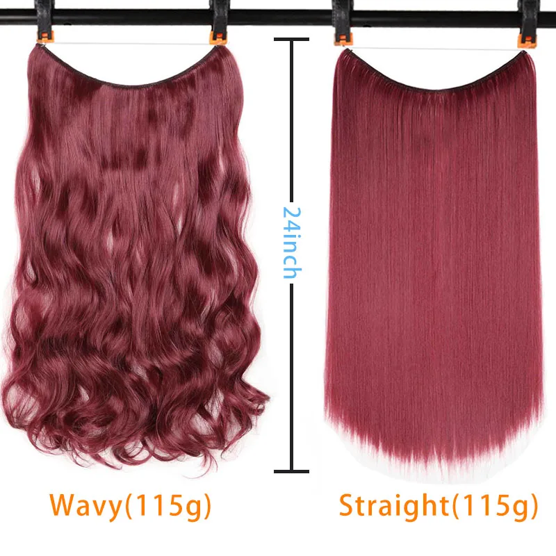 24 &quotженские невидимая проволока для наращивания волос без зажимов Длинные