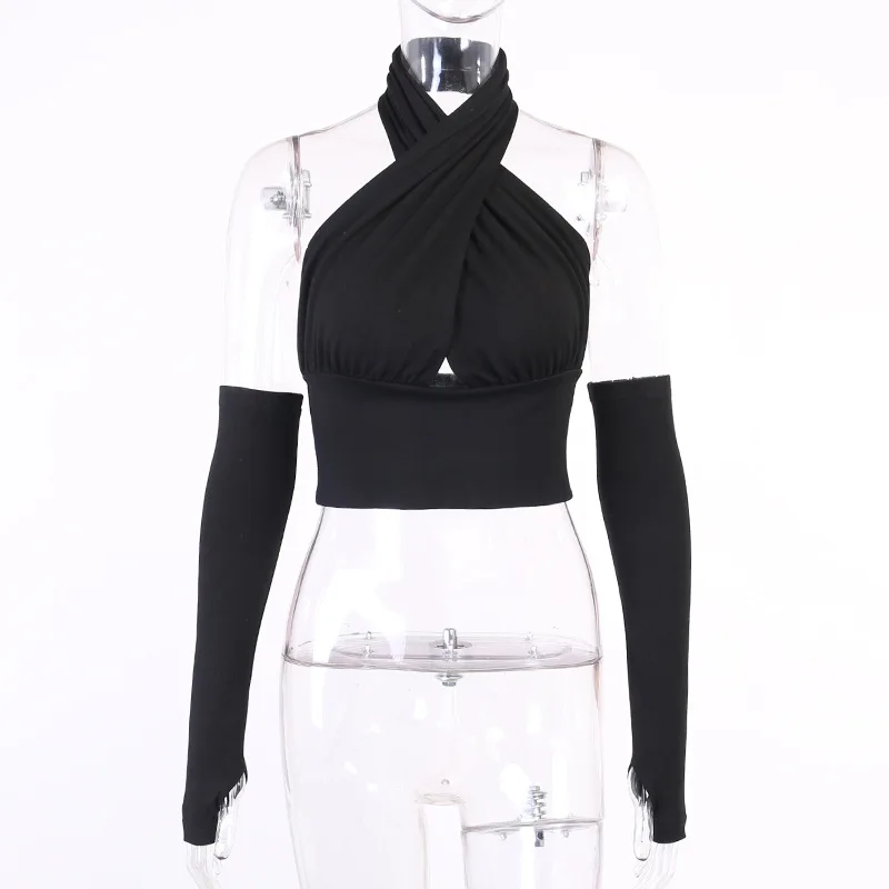

Giyu Backless Blouse Women Sexy Halter Off Shoulder Hollow Out Blusas 2021 Autumn Club Party Elegant Tops Solid Women Clothing