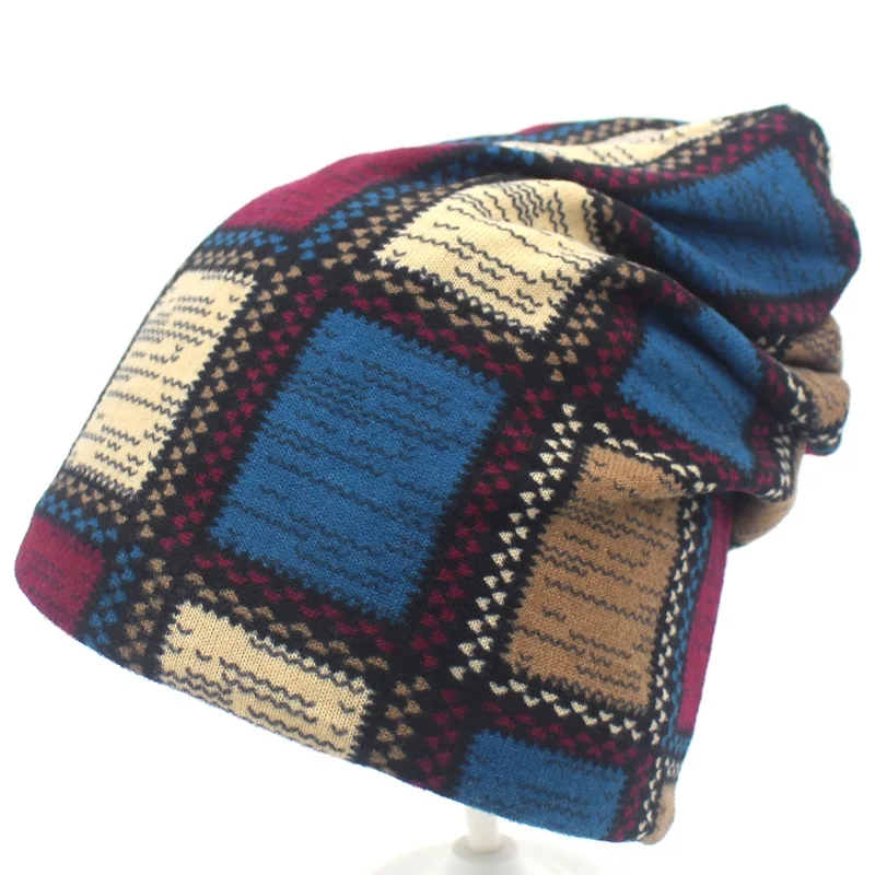 Ditpossible плед печати зима touca шапочки горро skullies шапки для женщин шляпа обернуть