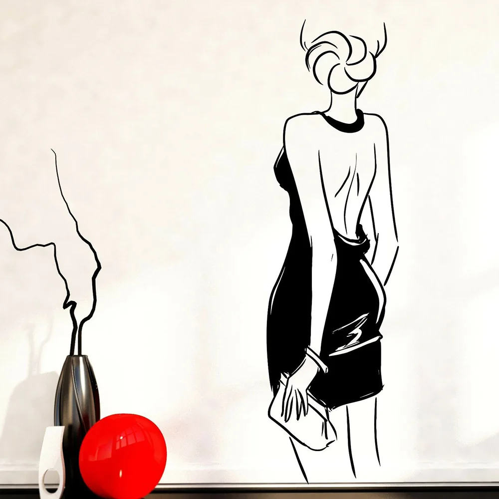 Сексуальная женщина спальня с настенными наклейками Мода девушка кошельком