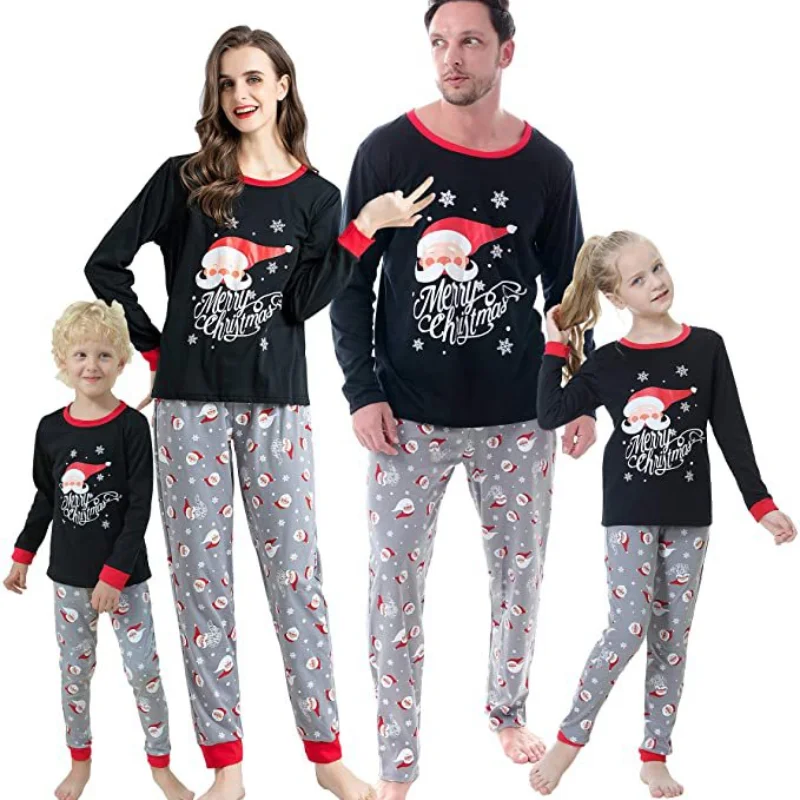 

Новый семейный Рождественский яркий набор, милая осенне-зимняя Пижама с Санта-Клаусом, Рождественская одежда, одежда для сна, костюмы