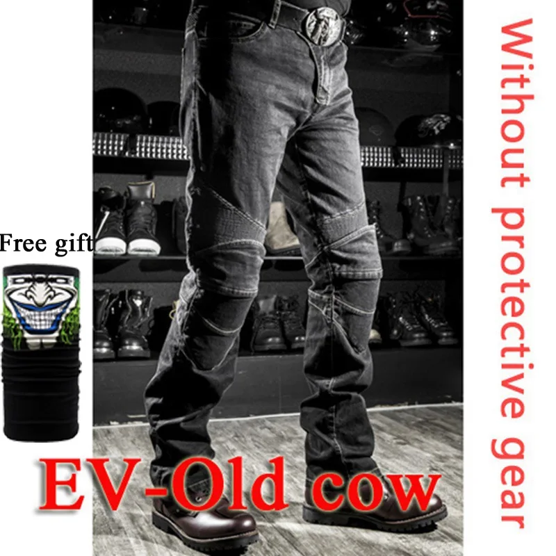 F-EV-Old cow Black O S-4XL мотоциклетные джинсы мужские байкерские 06 Защитное снаряжение мотоциклетные ветрозащитные гоночные джинсы для езды брюки автомобильные штаны для гонок - Цвет: F-EV-Old cow Black O