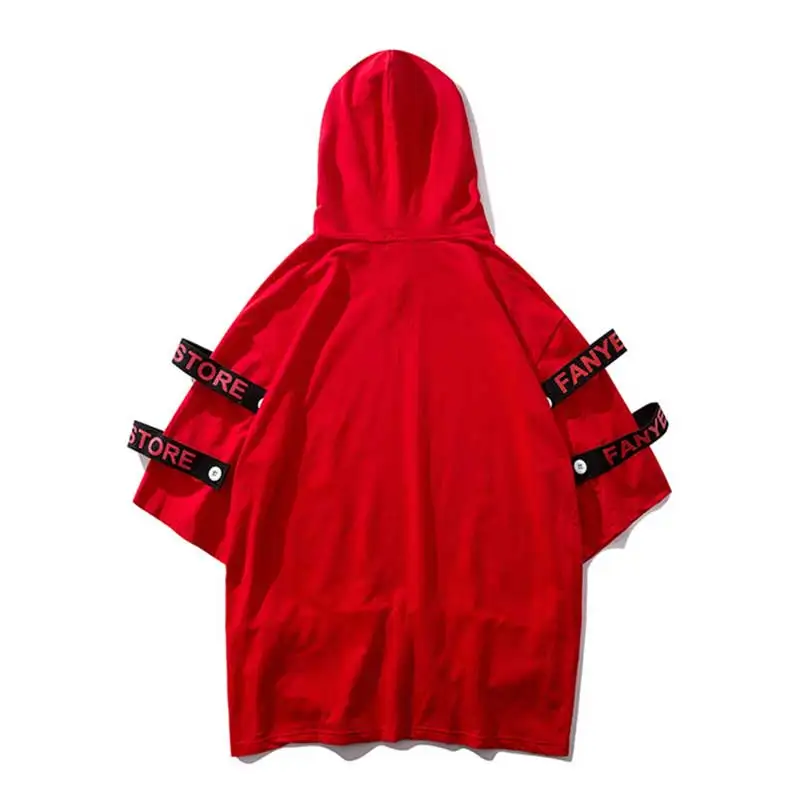 

Bad Deeds Ribbon T Shirts men Chinese style Oversize Hooded top tee Short Sleeve Streetwear tshirts wholesale Casual men clothes