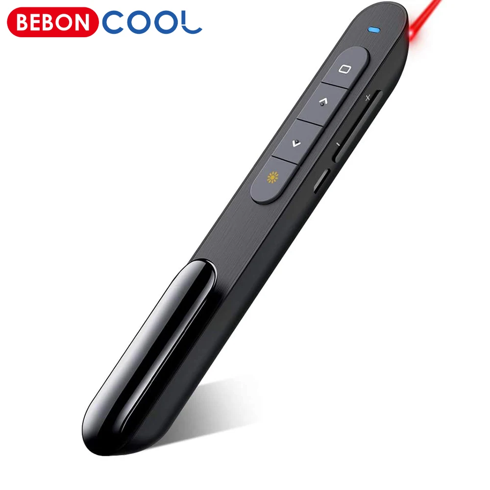 

Bluetooth Wireless Presenter USB Rechargeable RF 2.4GHz Dual Modes Presentation Clicker For Powerpoint Red Light Pointer For PPT