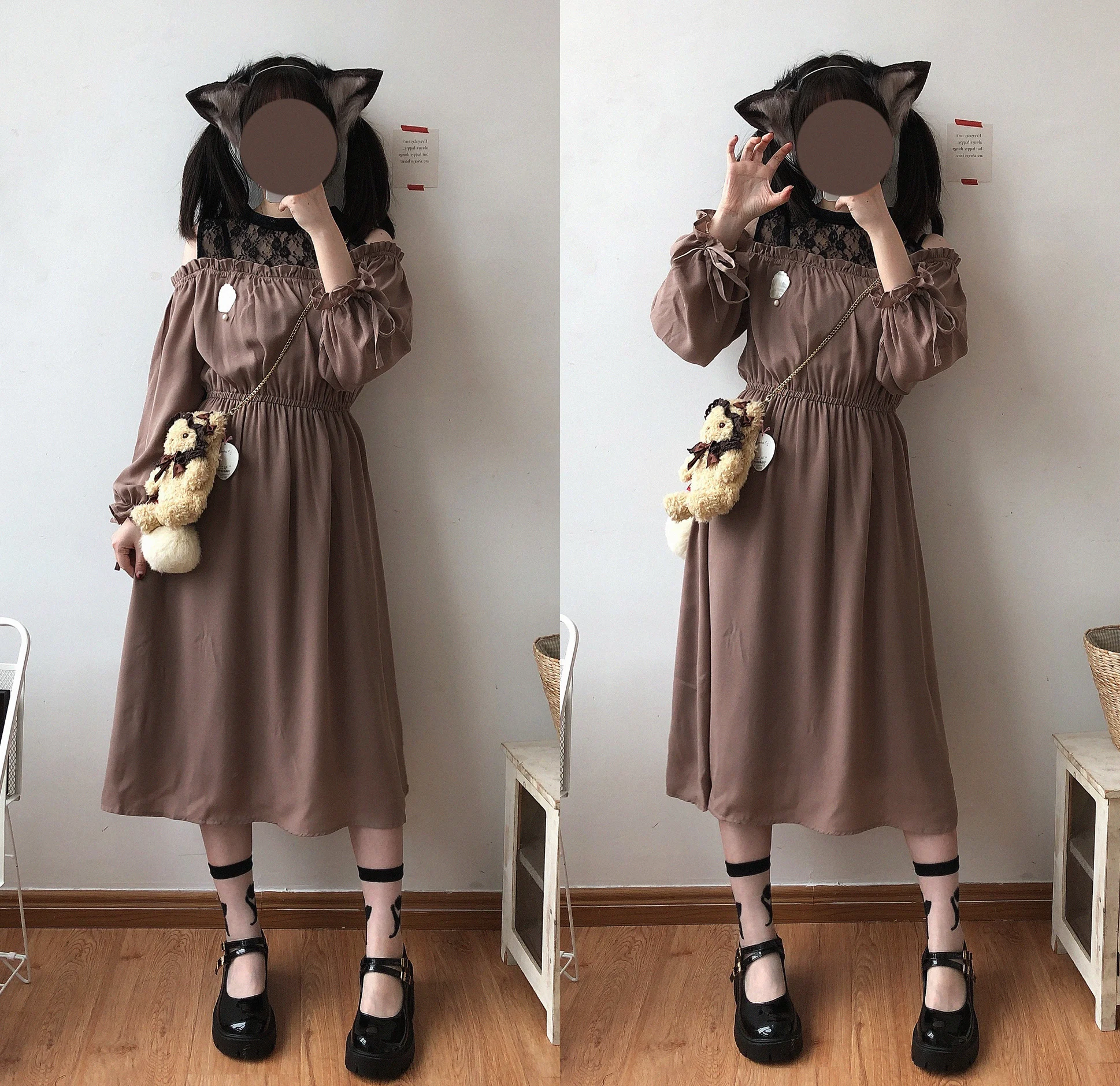 

Женское длинное шифоновое платье без бретелек, Элегантное повседневное винтажное платье с кружевной строчкой, мягкое весеннее платье для к...