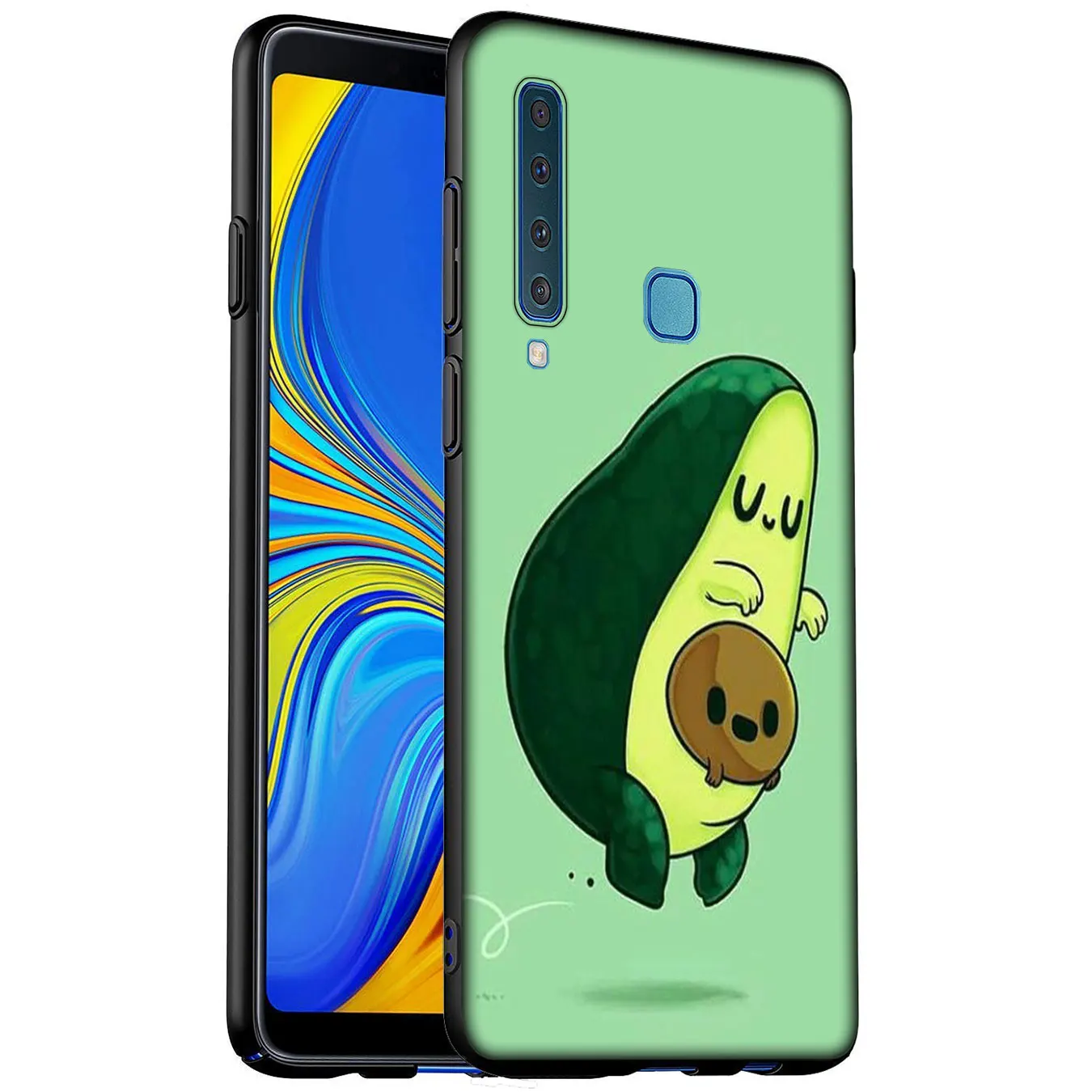Cute avocado Art Print Black Soft Silicone Phone Case for Samsung Galaxy A6 A7 A8 A9 2018 A3 A5 2016 2017 Note 9 8 10 Plus |