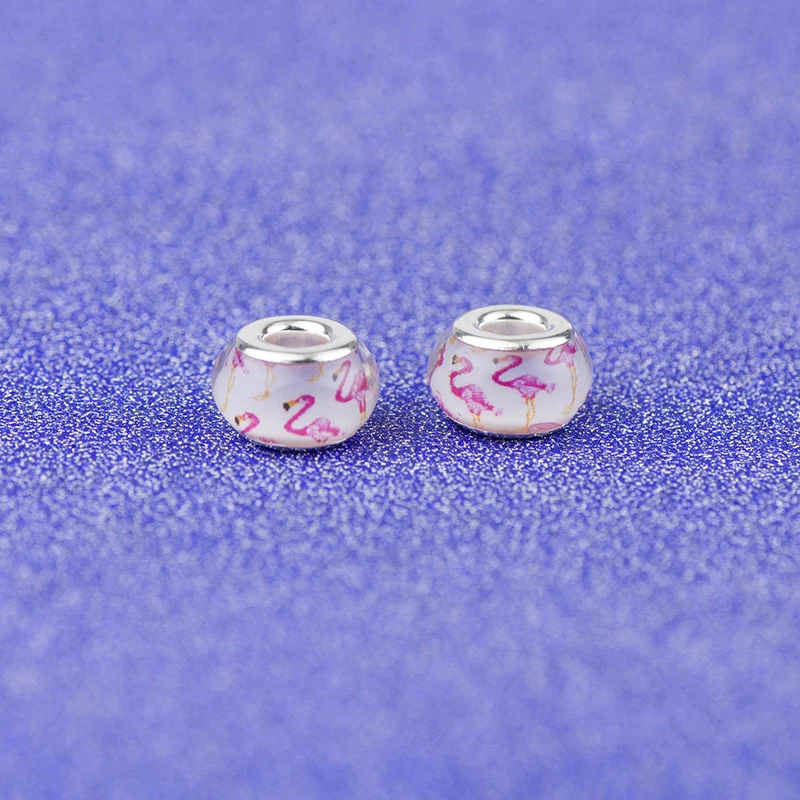 Подходит для оригинального браслета Pandora прекрасный Фламинго бусины амулеты Kawaii