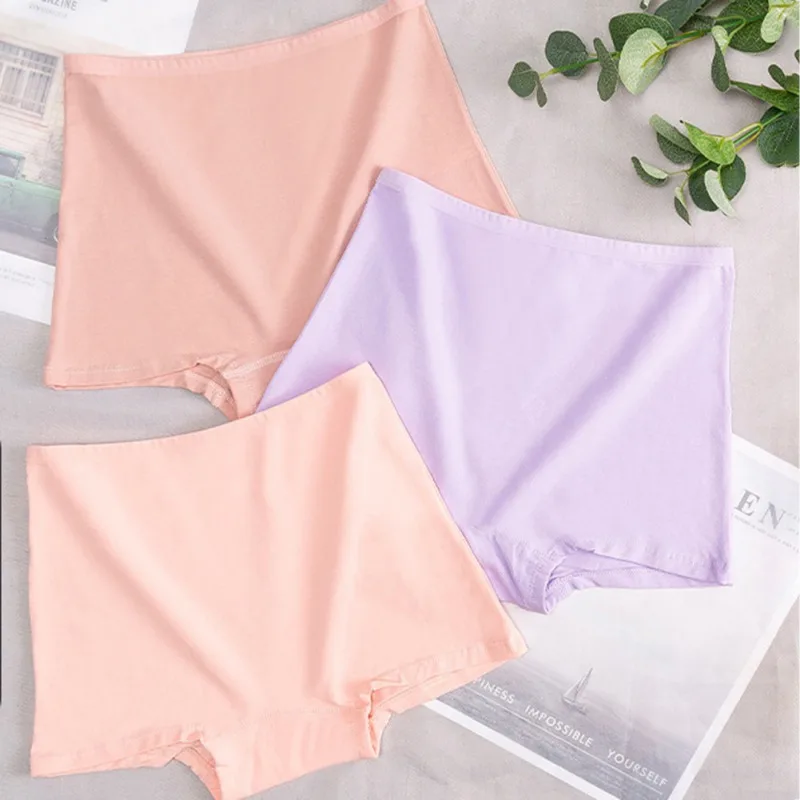 Женские хлопковые удобные трусы боксеры дышащие однотонные шорты большого