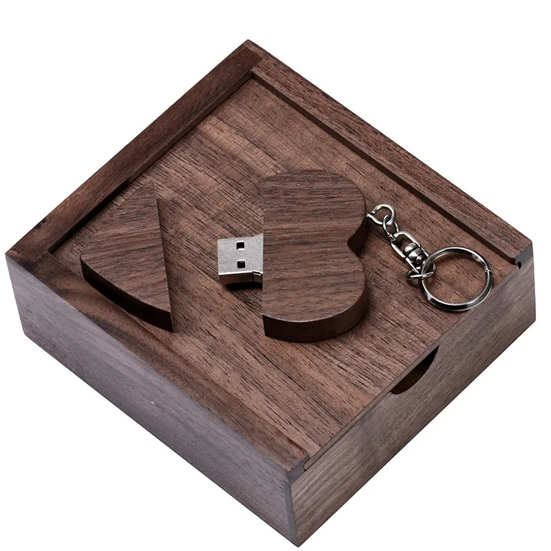 JASTER(более 10 шт. бесплатный логотип) Usb накопитель 8 ГБ 16 ГБ 32 ГБ 64 Гб Usb флеш-накопитель карта памяти Флешка дерево Usb+ коробка свадебный подарок - Цвет: Walnut with box