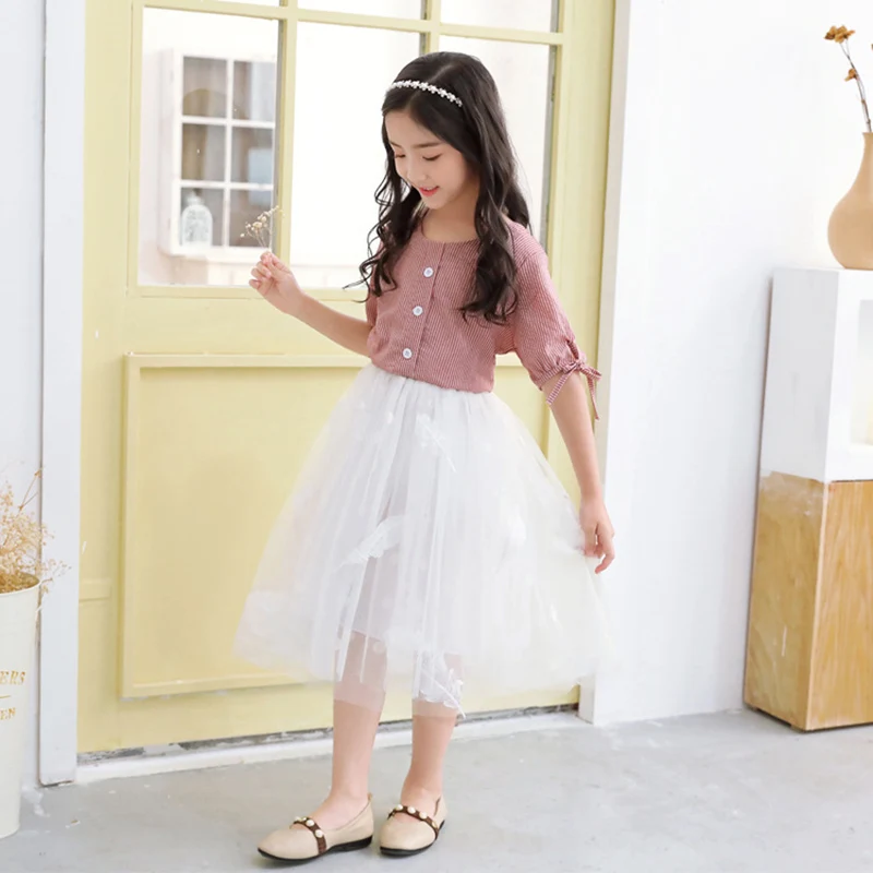 Rlyaeiz Toddler Teen Girl Skirts Children Clothes Girls Feather Mesh Tutu Puff Princess Skirt Kids Costume | Детская одежда и