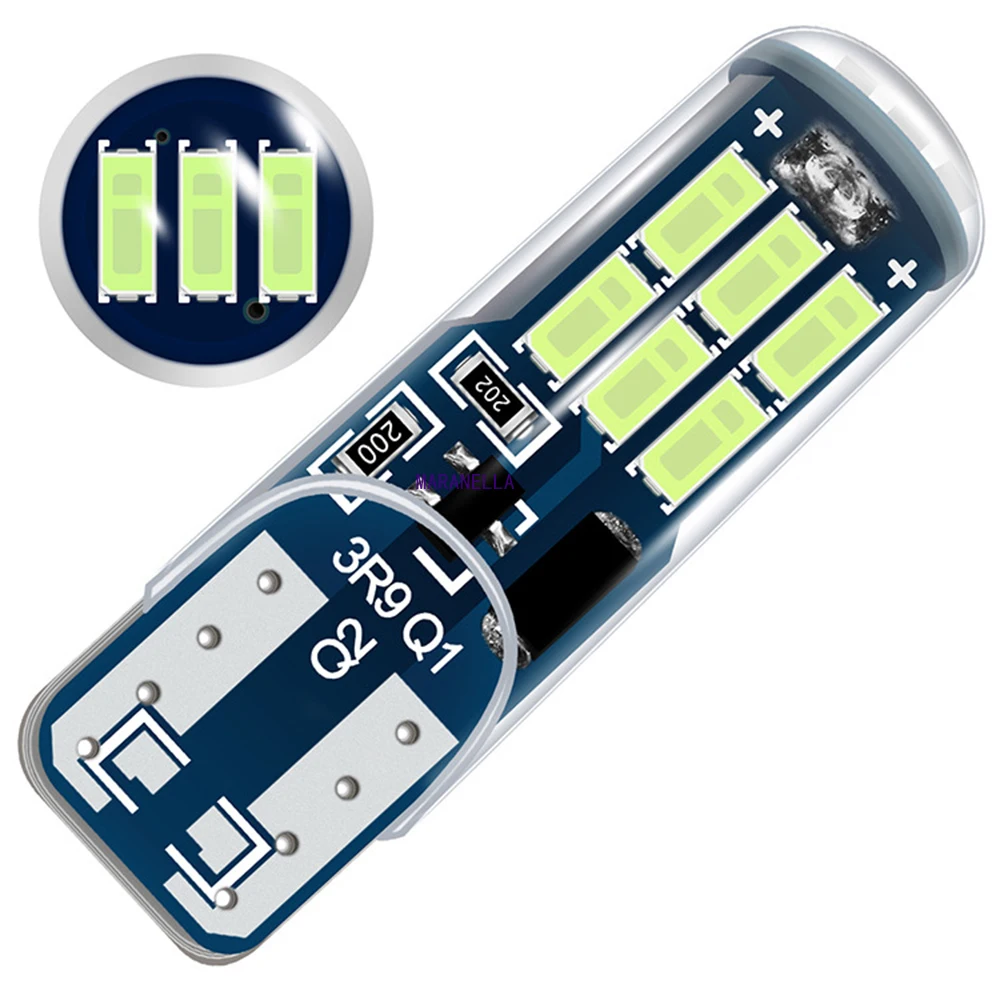 

Новые мигающие Автомобильные светодиодные лампы T10 w5w 194 12 В, габаритные огни 4014 15SMD 2 Вт 6000k, лампы для чтения салона автомобиля, 2 шт./лот