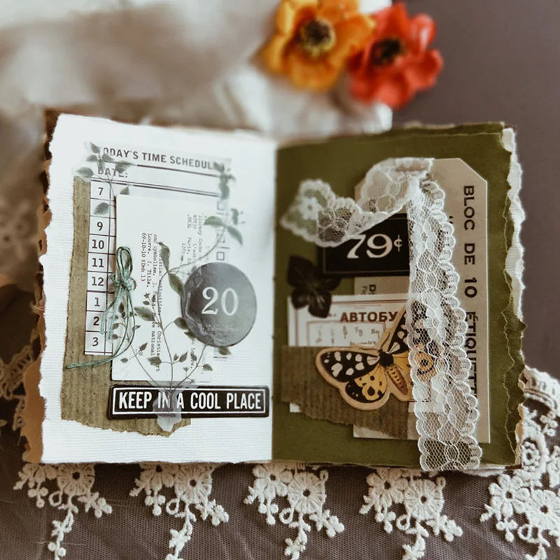

52Pcs Vintage Flower Bird Junk Journal Ephemera Scrapbooking Material Craft Paper Decorative Numbers Label DIY Album Supplies