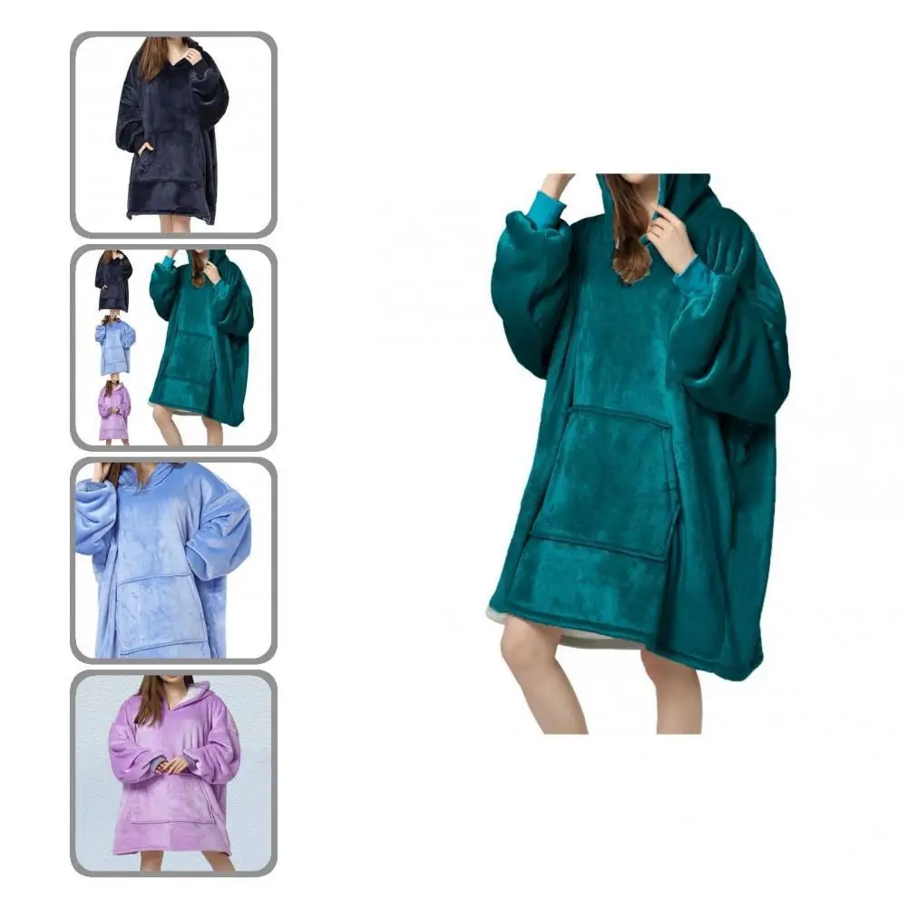 

Chic Hooded Big Pocket Women Nightgown Home Wear Sleepwear Long Sleeve