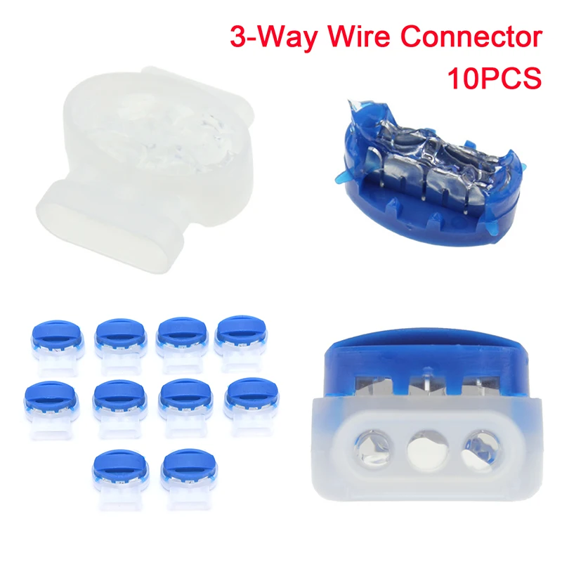 

10PCS Electrical Outdoor Applications Wire Connector 3-Way Terminal Accessories