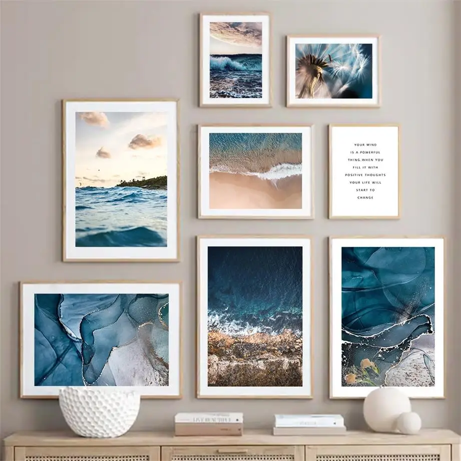 

Blue Sea Beach Dandelion Sky Cloud Quotes Wall Art Canvas Painting Nordic Posters And Prints Pictures For Living Room Home Decor