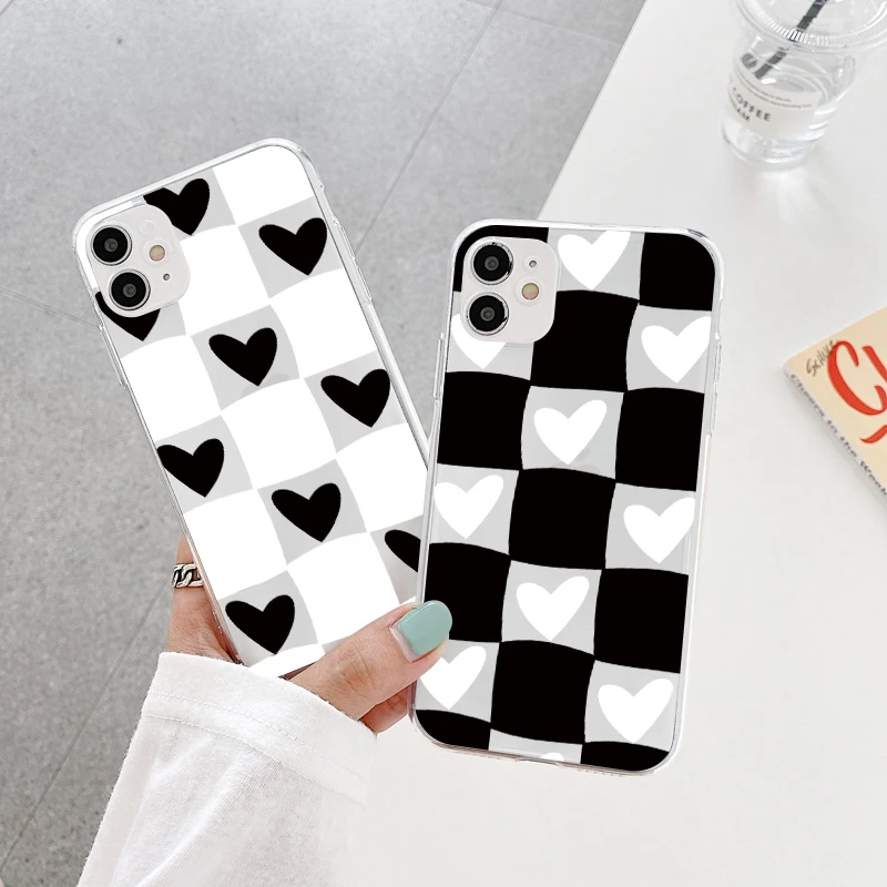 Прозрачный чехол для телефона в Корейском стиле с любовным сердцем iPhone 13 11 12 14 Pro