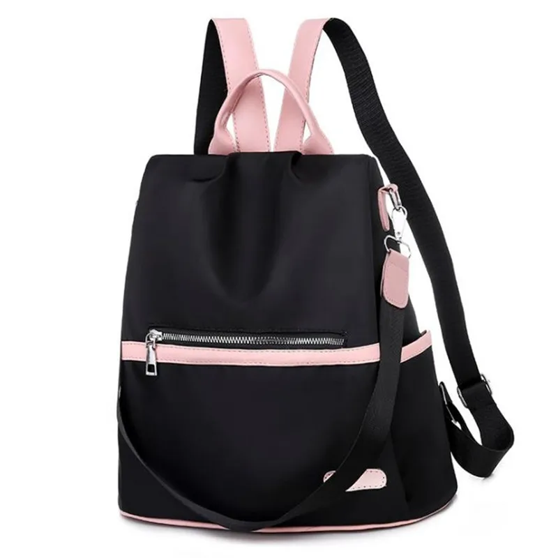 Повседневный Рюкзак из ткани Оксфорд для женщин черные водонепроницаемые