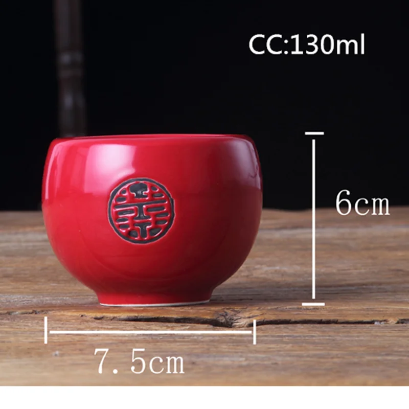 Chinese traditional wedding ceramic tea set Red Double Happiness Teapot Newlywed Gift Home Tea Set Accessories WSHYUFEI