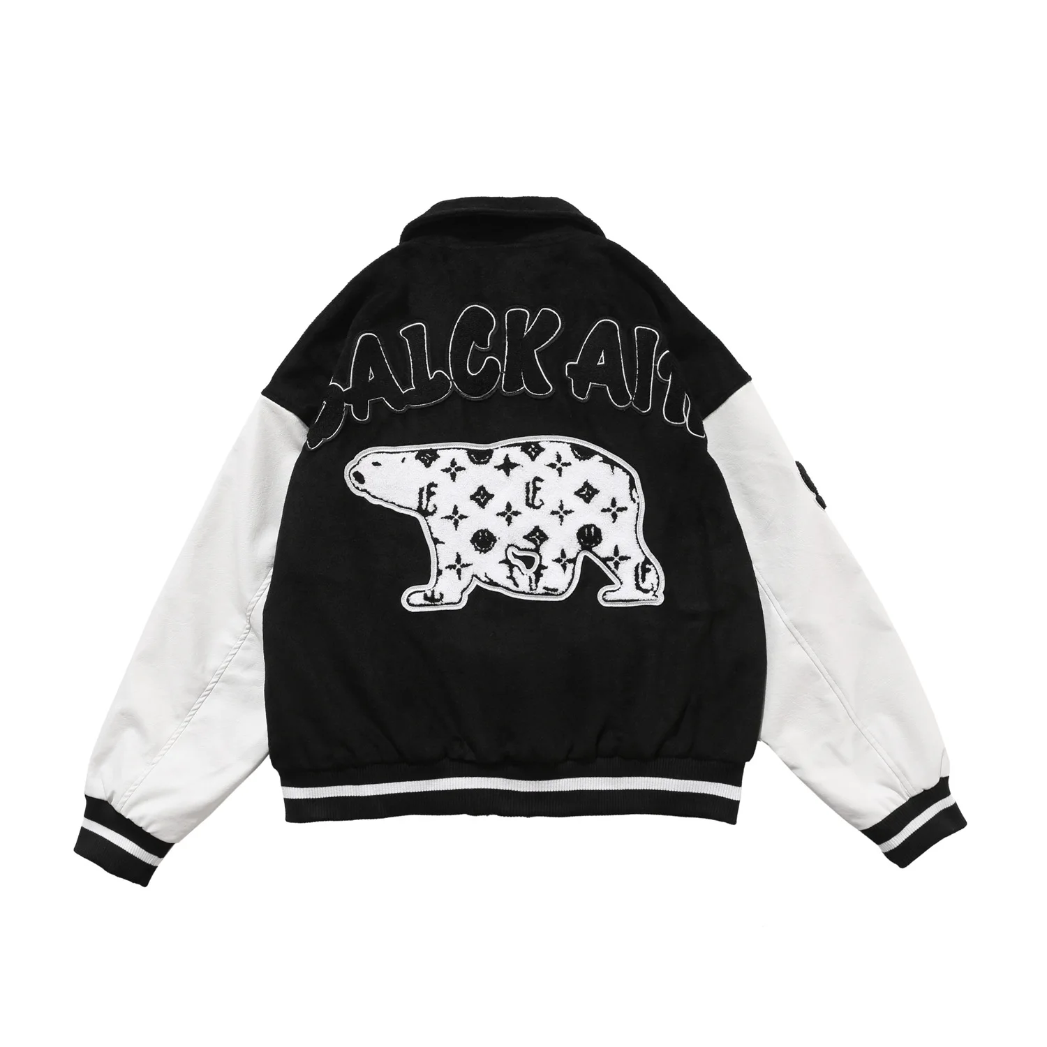 

Street Brand Hip Hop Vintage Fashion Jacket Baseball Suit Men's and Women's High Street Letters Polar Bear Coat T211