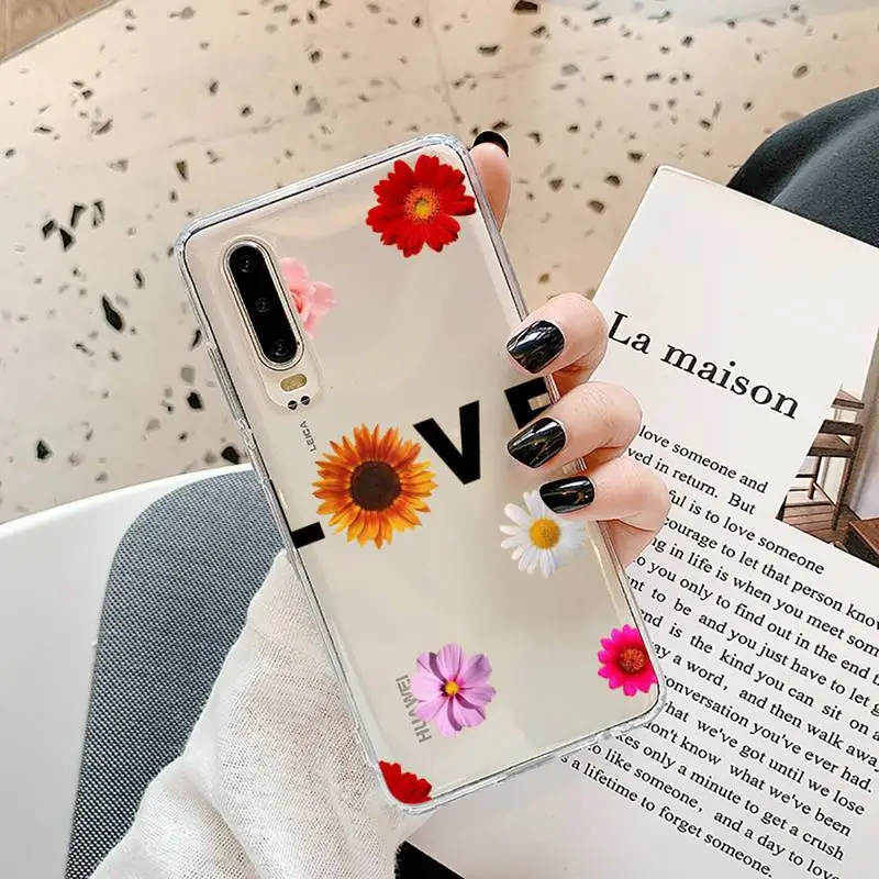 

Cute cartoon daisy flower Phone Cases Transparent for Samsung A71 S9 10 20 HUAWEI p30 40 honor 10i 8x xiaomi note 8 Pro 10t 11
