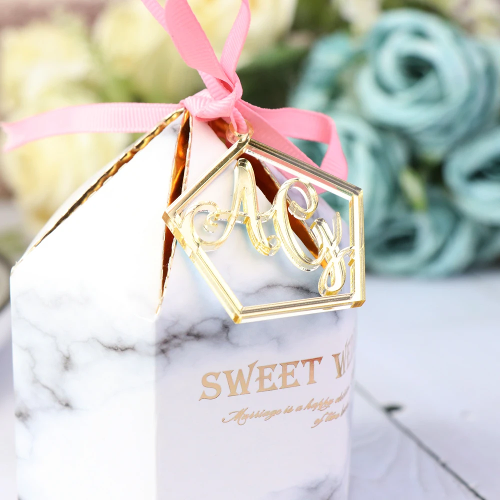 50 шт. Персонализированные Свадебные фианиты пентагональной формы цветные