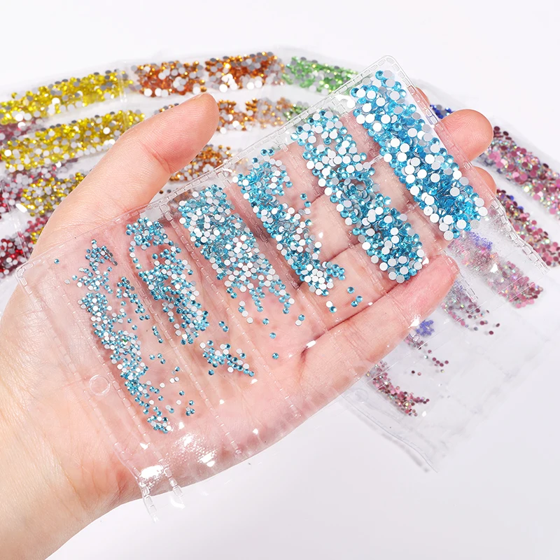 AB цветные прозрачные белые Стразы для ногтей, смешанные размеры, плоские с оборота 3D наконечники, аксессуары для маникюра, художественные украшения