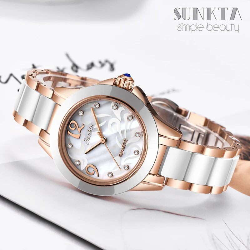 sunkta luxury crystal watch women gift waterproof rose gold ladies wrist watches top brand bracelet clock relogio feminin hot free global shipping