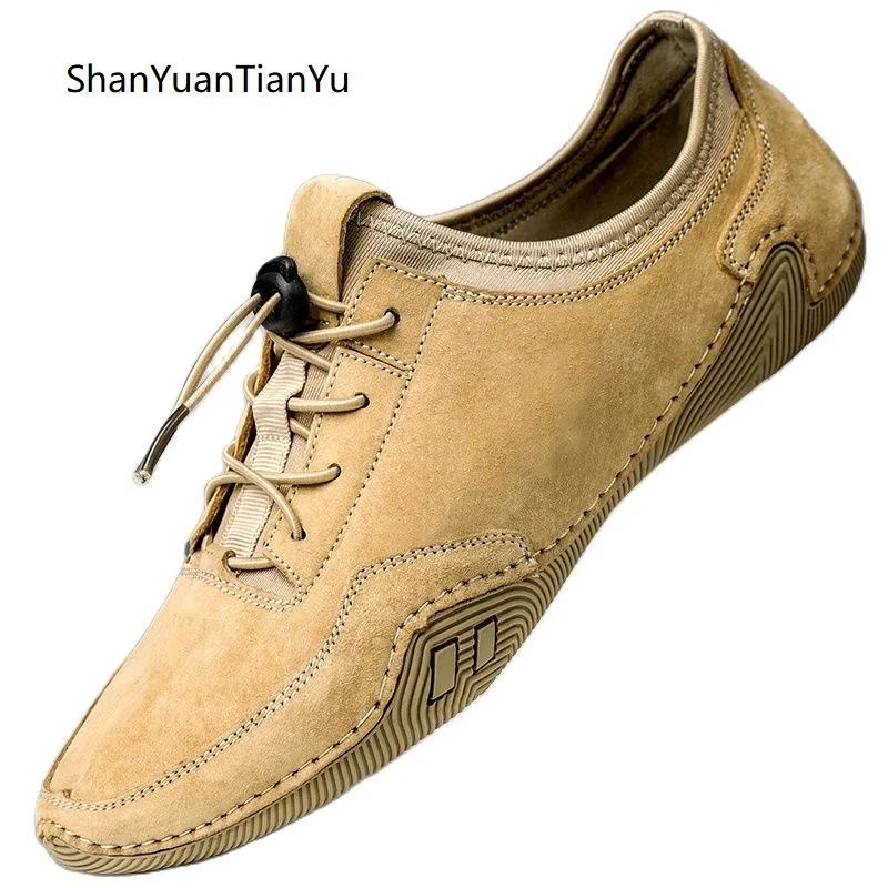 

Men Shoes Leather Flats Outdoor Breathable Casual Shoes Cow Suede Leather Loafers Quality Walking Shoes Men Zapatos Hombre