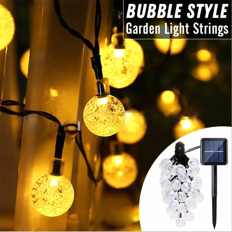 

Solar LED Light String 30 Lights LED Bubble Ball Outdoor Waterproof Colorful Lights Used For Festive Decoration Light Strips
