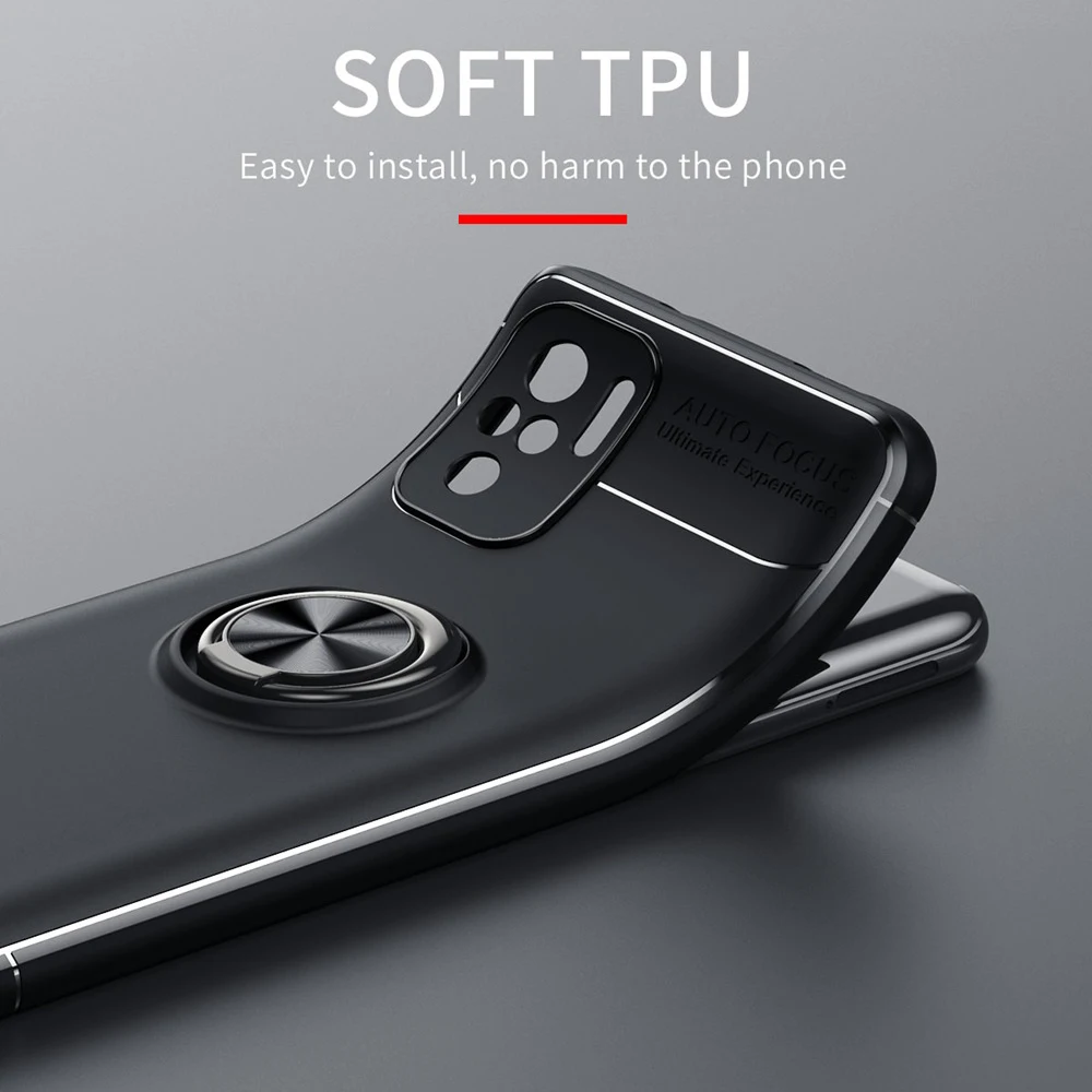 KEYSION Shockproof Phone Case for Redmi Note 10 10 Pro 5G Silicone Ring Stand Phone back cover for Xiaomi Redmi Note 10 Pro Max