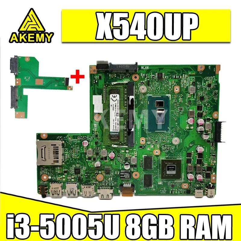 

Akemy laptop Motherboard For ASUS X540UP X540U A540U R504U Mainboard W/ i3-5005U 8GB RAM DDR3 GT920M GPU Free HDD board