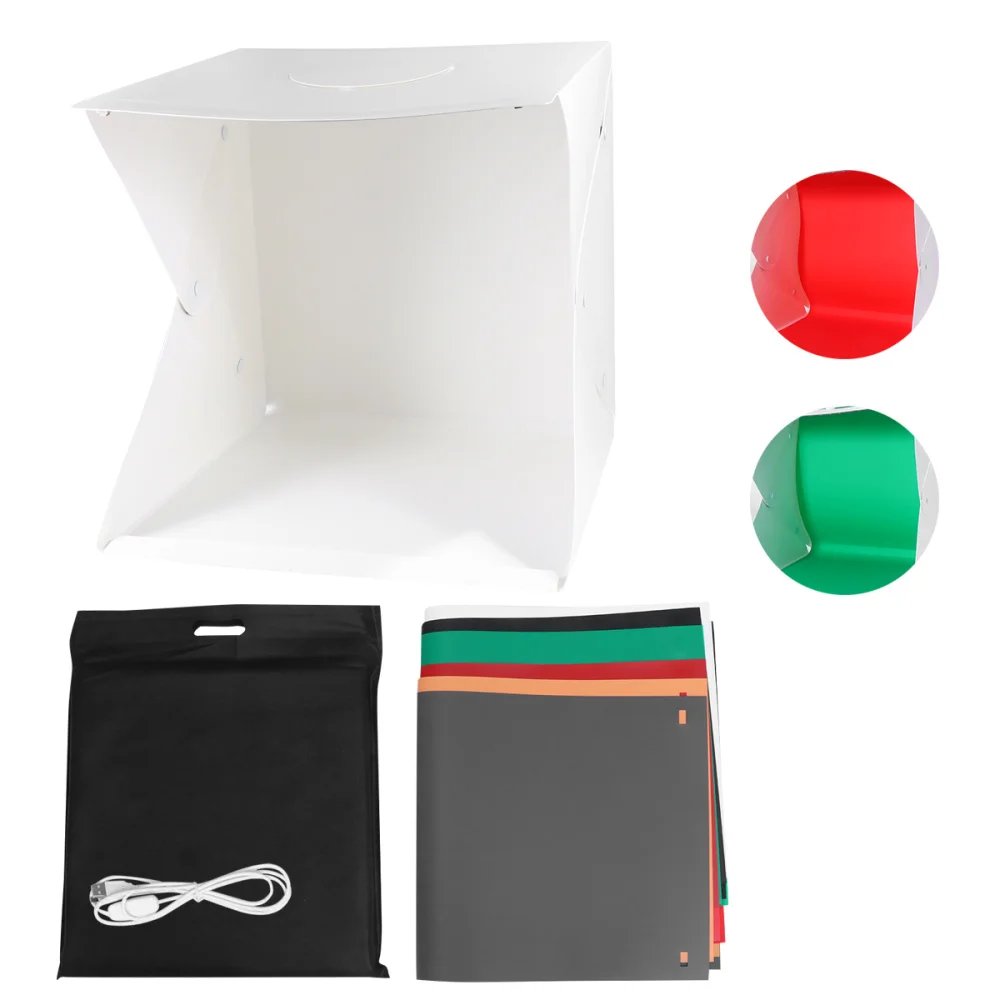 Koop 40Cm Dual Licht 6 Kleuren Licht Doos Draagbare Vouwen Fotografie Achtergrond Foto Studio Led Verlichting Kubus Tent