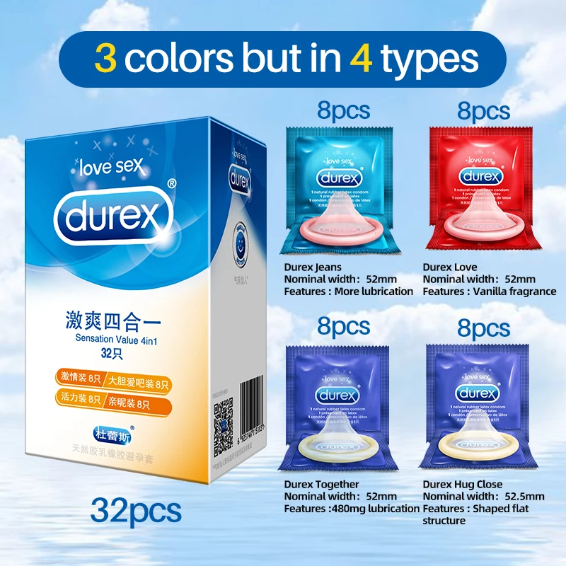 Презервативы Durex 4 типов Sensation значение ультра тонкий смазанный секс продукты из