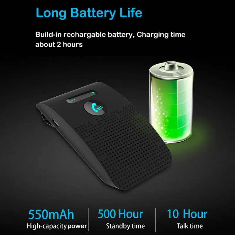 

2021 New Wireless Car Bluetooth V5.0 Bluetooth Handsfree Car Kit Wireless Bluetooth Speaker Phone Sun Visor Clip Speakerphone