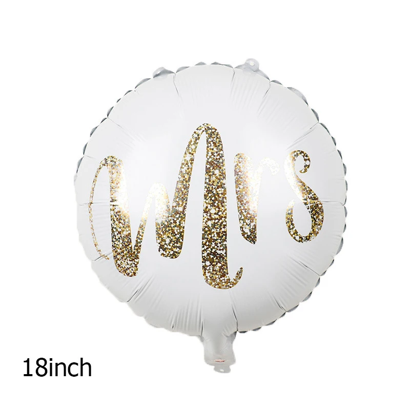 

18inch Mr&Mrs LOVE Foil Balloons Round White Gold laser word Glitter bride to be marriage Wedding decoration Air Globos Supplies