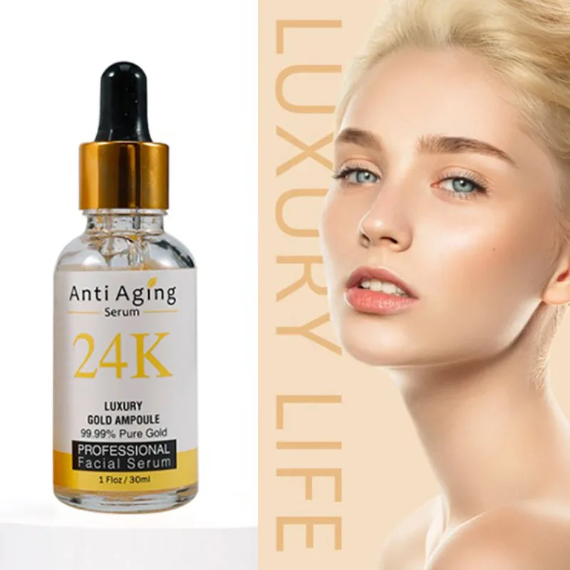 

24K Gold Facial Serum Creme Visage Anti Acne Pigments Tache Rugas Arrugas Collagen Face Lift Hidratante Fácial Blanchissante